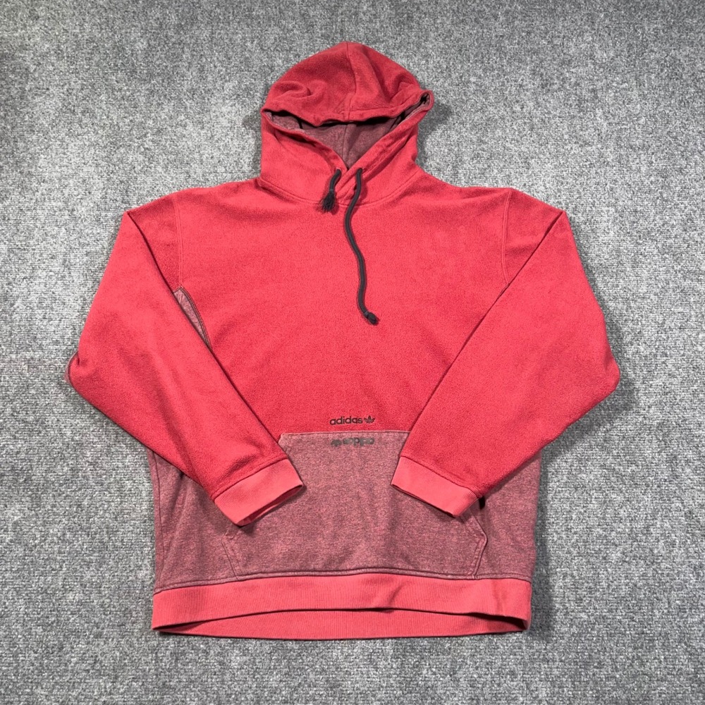 Adidas Originals Fleece Hoodie Mens M GD9321 Trefoil Pullover Red Burgundy